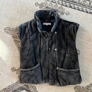 Free People Oversized vest in Black/Grey Wash